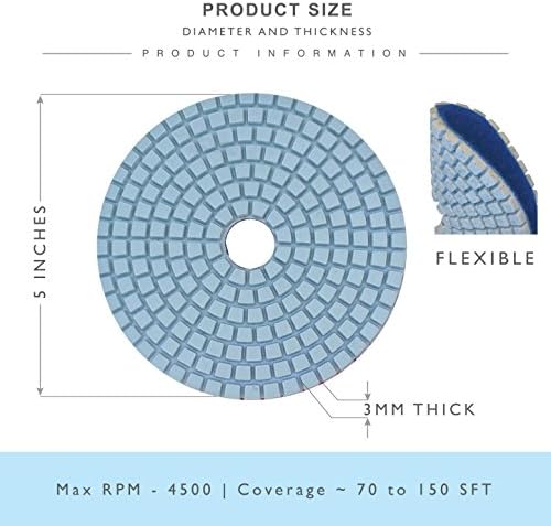 PPW119D Diamond Polishing Pads 4 Inch Grit 50 - For Concrete Marble Terrazzo Floor Granite Stone Counter Edge Wet Polishing - Pack of 2
