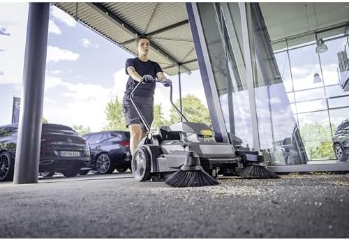 KÄRCHER Pro Walk Behind Outdoor Push Sweeper, KM 70/20 C 2SB, Two Bristle Brushes, Sweeps up to 20,000 ft²/h - 11 Gallon Capacity - for Commercial Use in Warehouses, Workshops, and More