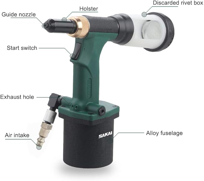 SAKAI Pneumatic Hydraulic Pull Rivet Gun - Automatic Suction Air Rivet Tool