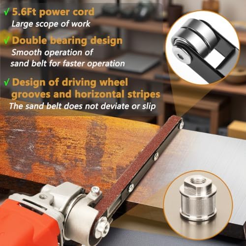 Belt Sander - 1080W Detail Band File Belt Sander with 6 Variable Speed, 1/2"x18" Finger Belt Sander for Grinding and Polishing Wood, Paint, Metal Rust Move,welding Spot and DIY.