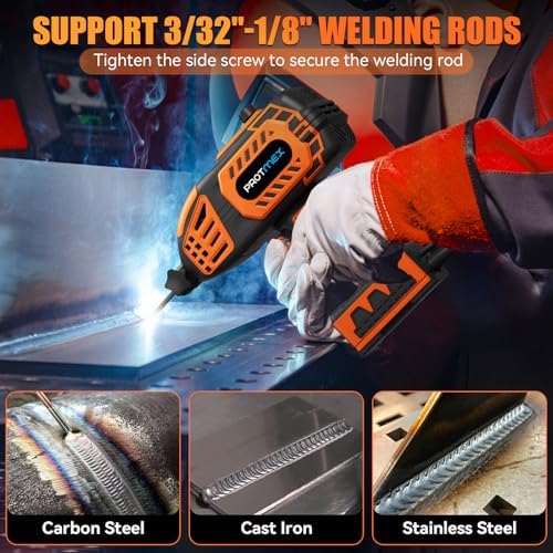 Handheld Welder, 5 Settings, 3/32"–1/8" Rods, DIY Repair, 20 Rods Included