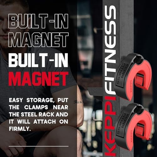Keppi Fitness Barbell Clamps 2 Inch Aluminum Magnetic Quick Release