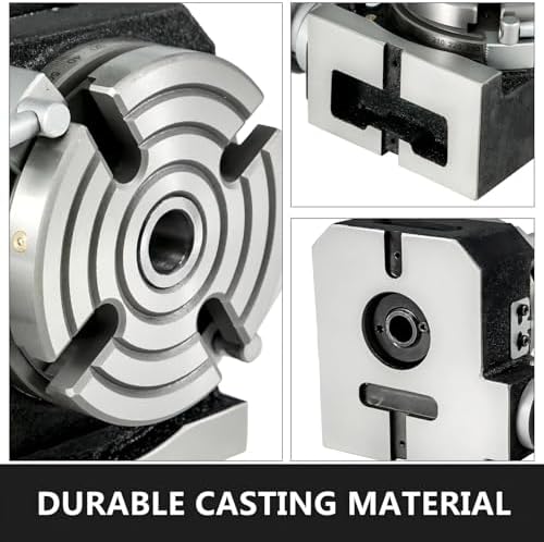 4inch Rotary Table Horizontal Vertical Milling Table, 4-Slot with Indexing Plate Set for Precision Milling Drilling (4 inch 4-Slot)