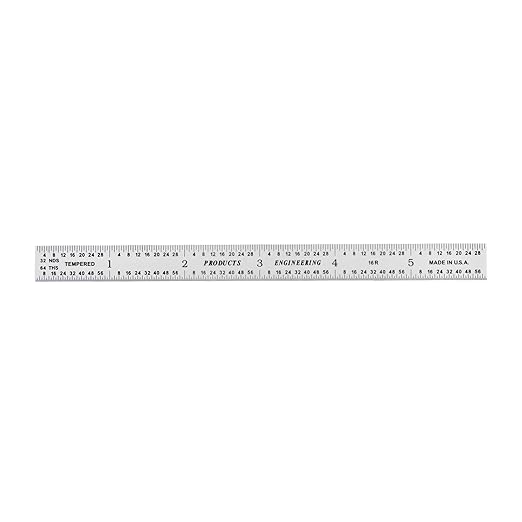 PEC Tools 6" Flexible Metal Ruler, Made from High-Quality Carbon Steel with Satin Chrome Finish, 16R Graduation (1/32", 1/64", 1/50", 1/100"), Trusted by Professionals, Made in USA
