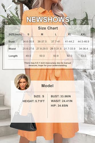 Newshows Women's Work Business Casual Outfits Tie Waist Midi Shirt Dress