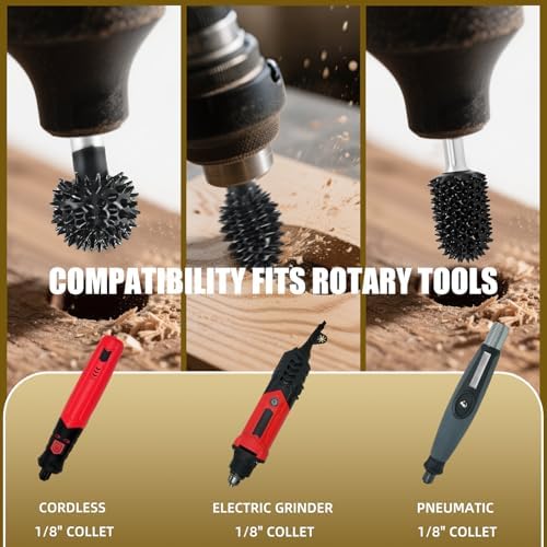 CAELUM Carbide Rotary Burr Set 3 Pcs, 1/8" Coarse, for Dremel Rotary Tools