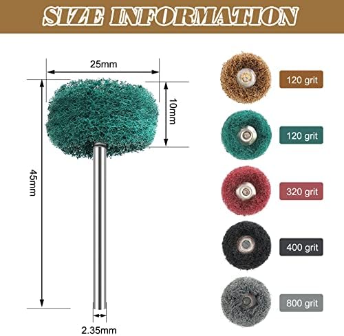 300 Pack Abrasive Wheels 1 Inch Buffing Polishing Wheel, 2.35 mm