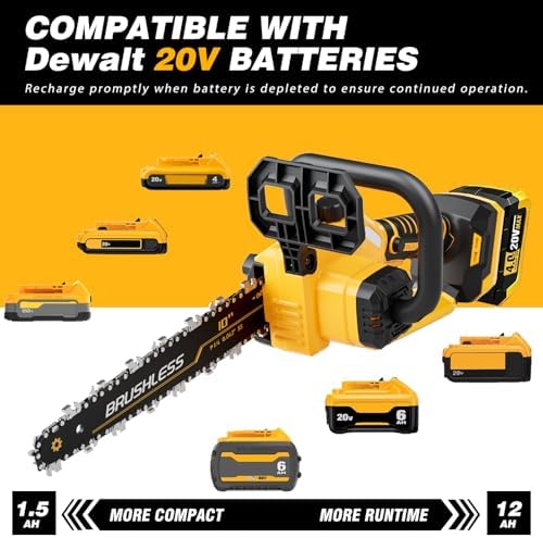 2-IN-1 Cordless 10-Inch Pole Saw & Chainsaw Compatible with DEWALT 20V MAX* Battery, Total Reach of Max 14.5ft, Electric Pole Saw for Tree Trimming Pruning (Tool Only-Battery & Charger not included)