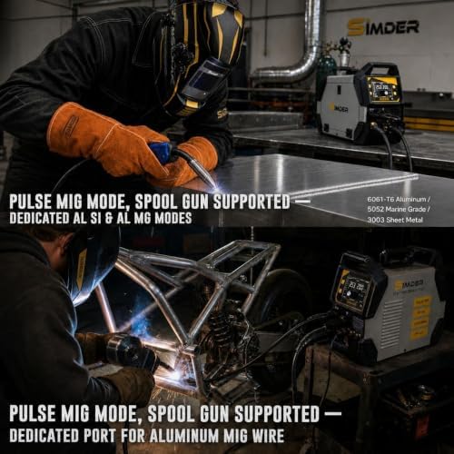 SSimder 200A 10-in-1 Plasma Cutter Welder Combo, Pulse MIG, Synergic Flux Core MIG, HF TIG, Stick, 110V/220V Multiprocess Welding Machine with Spool Gun Foot Pedal Helmet Accessories