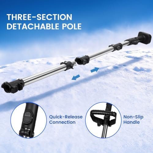 Cordless Electric Snow Shovel, 13.4" Clearing Width Brushless Snow Thrower with 3-Section Splice Pole, 40FT Max Snow Throwing Distance, Handheld Battery Powered Snow Blower for Driveway & Deck