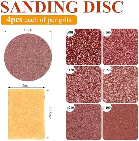 37Pcs 4x36Inch Sanding Belts, Aluminum Oxide Belt Sander(80/100/120/150/240/400 Grit), 6inch No-hole Sanding Disc(80/100/120/180/240/400 Grits) for Power Combination Disc Belt Sanders
