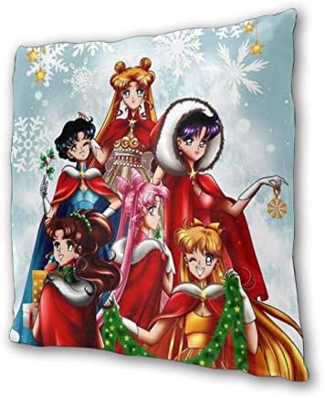 Merry Sailor Moon Pillow Covers Set of 2,Square Soft Throw Pillows Cushion Covers for Fall Home Decor 18 x 18 inch