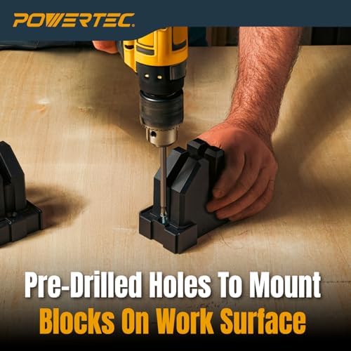 POWERTEC 72451 24" Woodworking Parallel Clamps Jaw Bar Clamp Spreader Tool 4PK, with 4PK Parallel Clamp Blocks - for Cabinet Door & Frame Gluing