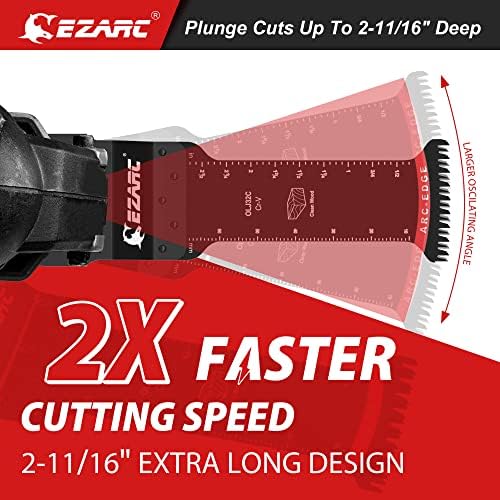 EZARC Oscillating Saw Blades - 10 PCS Extra-Long Reach Arc Edge Multitool with Japanese Teeth, CRV and Bi-Metal Clean Cut for Wood Metal, Universal Quick Release Tool Kits