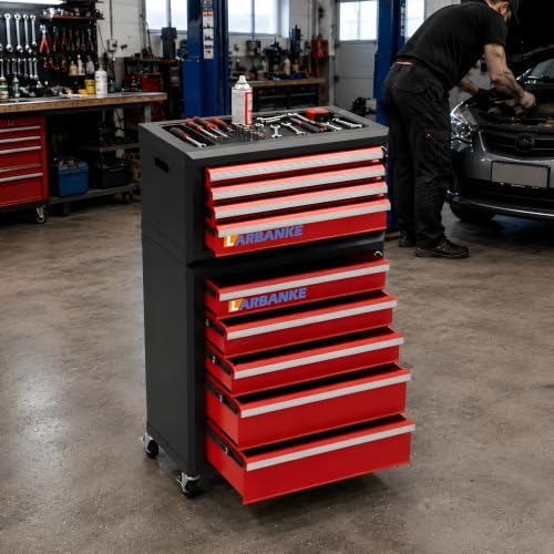 LARBANKE 9-Drawer Rolling Tool Chest with Wheels,Lockable Tool Cabinet