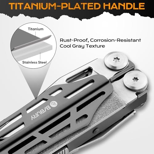 BIBURY 22-in-1 Titanium Plated Multitool Pliers with Scissors,Self-locking