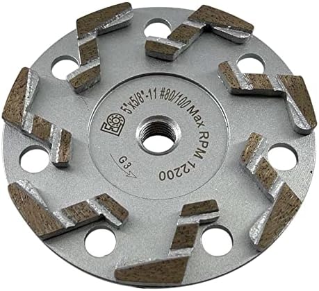 5" S Segment Grinding Wheels, #80/100 Grit, 5/8"-11 Threaded Arbor