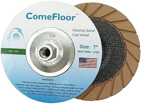 Concrete Grinding Cup Wheel 7" Ceramic Diamond Cup Wheel for Floor Grinding, Fits 5/8"-11 Arbor Angle Grinder,50# Medium