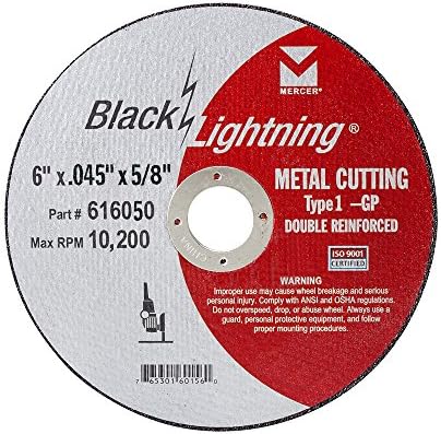 Mercer Industries 616050 - 6" x .045 x 5/8" Type 1 Black Lightning Cut-Off Wheels for Metal (25 pack)