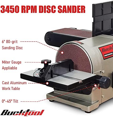 BUCKTOOL Bench Belt Disc Sander for Woodworking,4x36" Belt,6" Disc,5A
