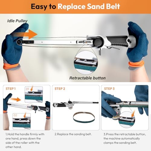1/2" x 24" Air Belt Sander, Mini Belt Sander for Woodworking/Metal Working Handheld All Angle Grinder Belt Sander Industrial Pneumatic Tool