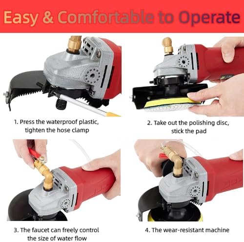Wet Polisher 860 W / 110 V Wet Buffer with 4'' Diamond Polishing Pad Low-noise Stone Polisher Variable Speed Buffing Machine for Concrete, Marble, Granite, Ceramic Tile