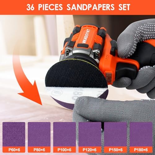 Brushless Small Sander with 36PCS Sandpapers, 2 Variable Speed Cordless Sander (0-500/0-3000 RPM), 2x2600mAh Batteries, Mini Compact Electric Sander for Wood, Metal, Paint Removal, and DIY Projects