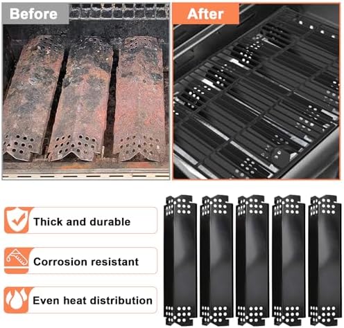 Hiorucet Grill Parts for Nexgrill 5 Burner 720-0888N, 720-0888, Nexgrill 4 Burner 720-0830H Gas Grill, Cast Iron Grill Grates, Heat Plates, Burners, Ignitor for Nexgrill Replacement Parts 5 Burner.