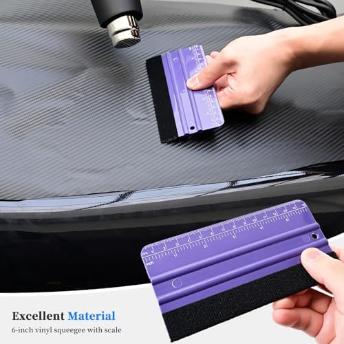 EHDIS Car Wrap Kit with Heat Gun Window Tint Vinyl Wrap Installation Tool Set with Felt Squeegee, Corner Tucking Stick,6 inch Razor Blade Scraper, Rubber Wipper,Film Cutter, Working Gloves