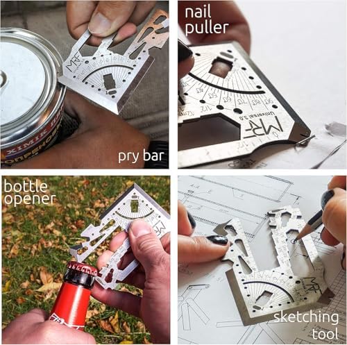 Universal 3.0 – 60+ Tools Credit Card Multitool with cut blade– 440C Stainless Steel Wallet Multi Tool with Ruler, Can & Bottle Opener for EDC, Repairs & Outdoors