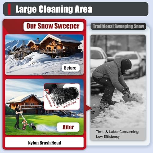52cc Self-Propelled Snow Blower｜2-Stroke Gas Broom for Blizzard Cleanup｜20" Clearing Width｜8500-10500 RPM Brush Head｜Heavy-Duty for Driveways & Farms｜Adjustable Handlebars
