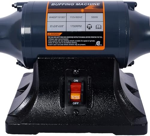8-Inch Heavy Duty Bench Buffer Polisher, 550W 4-Wheel Electric Bench Grinder with Cast Iron Stand, Includes 4 Buffing Wheels for Metal, Jewelry, Knife, Wood Polishing and Sharpening