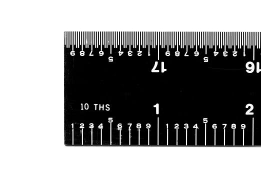 PEC Tools 18-Inch Rigid Stainless Steel Metal Ruler, High-Contrast Black Chrome Finish, 3R Graduation (1/32", 1/64", 1/10", 1/50"), Fully Hardened and Tempered, Made in USA