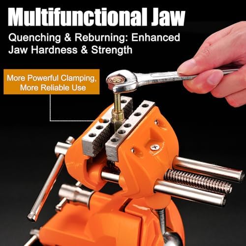 MAXMAN Clamp Bench Vise, 360° Cast Steel Swivel Base, Woodworking for DIY