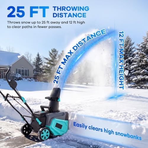 Garvee 40V 20" Cordless Snow Blower, Electric Snow Thrower Machine,Blue