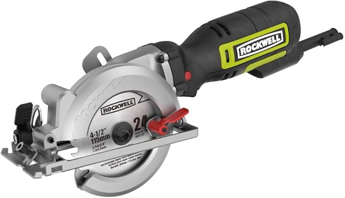 Rockwell 4-1/2” Compact Circular Saw, 5 amps, 3500 rpm, with Dust Port and Starter Kit– RK3441K , Black