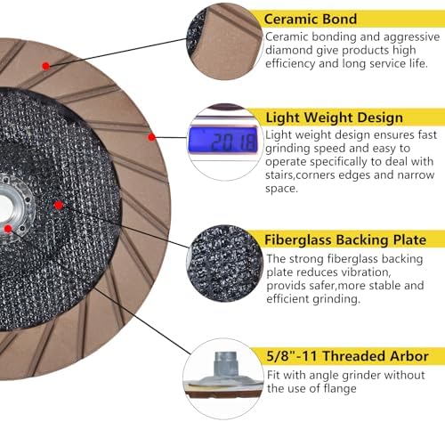 7" Ceramic Bond Diamond Cup Wheel for Concrete, 5/8-11, 30 Grit
