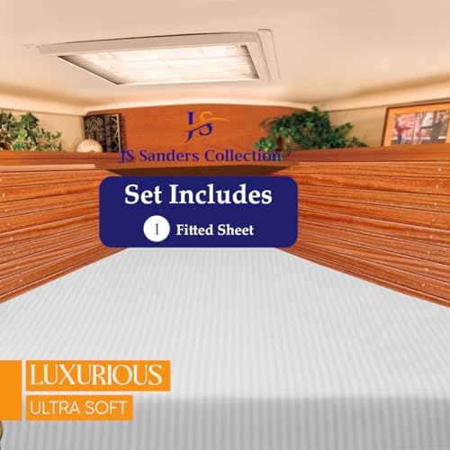 JS Sanders XL V Berth Boat Sheet 1 Pcs 600 TC Egyptian Cotton, Silver Stripe