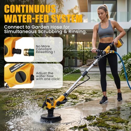 Cordless Electric Power Scrubber Compatible with DeWalt 20V Max Battery