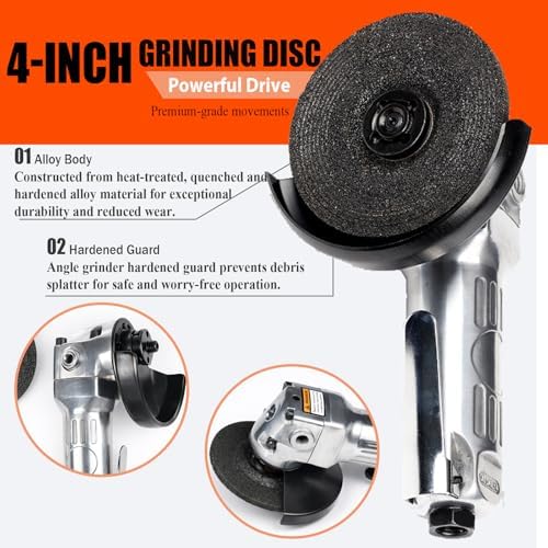 Angle Grinder, Pneumatic Grinding Tool, 4inch Air Angle Grinder Sander Cut Off Polisher 11000rpm Pneumatic Grinder Tool 1/4inch Thread