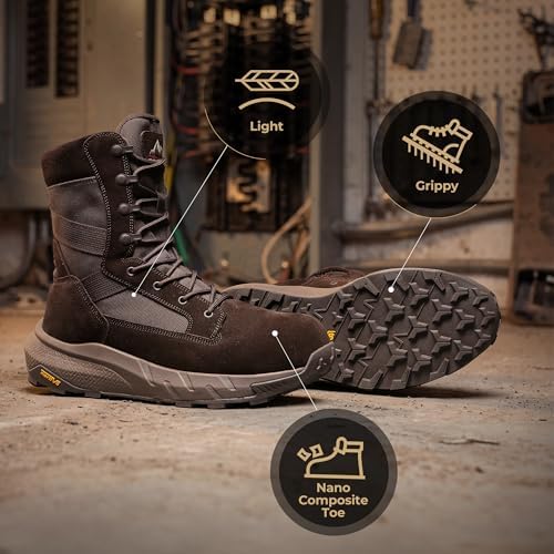 NORTIV 8 Men's Composite Toe Work Boots Side Zipper