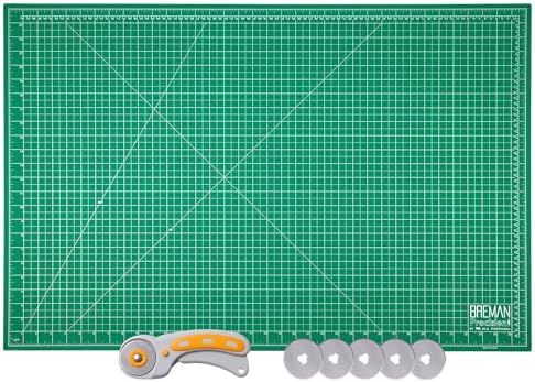 WA Portman Extra Large Cutting Mat for Sewing with Rotary Cutter for Fabric Set – (24x36) Self-Healing Cutting Mat with 45mm Fabric Cutter Wheel & 5 Rotary Blades – Sewing Accessories & Tools