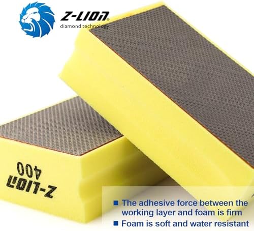 Z-Lion Electroplated Diamond Hand Polishing Pads Foam Back for Granite Marble Stone Glass Ceramic (400#)