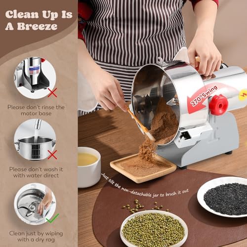 Moongiantgo Grain Mill Grinder Commercial Spice Grinder, 2000g Swing, 110V