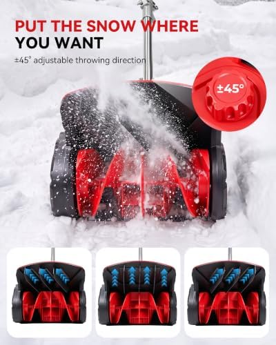 Cordless Snow Shovel, 14-Inch Width, 6-Inch Depth, Up to 60mins Runtime