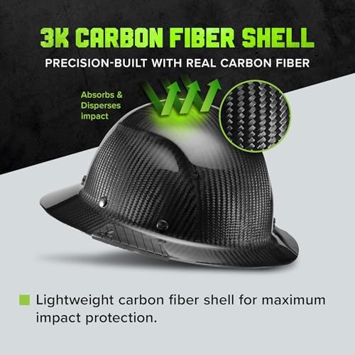 LIFT SAFETY Dax Carbon Fiber Full Brim Hard Hat | Safety/Construction Helmet w/ 6 Point Suspension for Comfort & Impact Protection