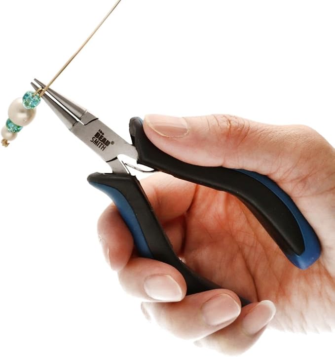 The Beadsmith Ergonomic Round Nose Pliers – 5 inches (127mm) – Comfortable Ergonomic Grip, Double-Leaf Springs & Polished Steel Head – Extra-Fine Tips for Precision to Medium Level Work