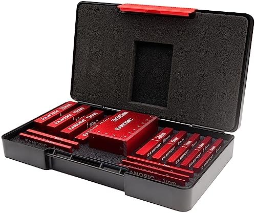EANOSIC Metric Setup Blocks Height Gauge Set, 15pcs Precision Aluminum Setup Bars Guage Block Set for Router and Table Saw Accessories Woodworking Set Up, Bars Include Laser Engraved Size Markings