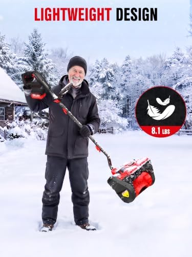EWORK 20V 12-Inch Cordless Snow Shovel with 4.0Ah Battery and Fast Charger