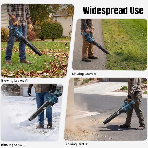 LOSART Leaf Blower Cordless, 650CFM & 3 Speed Levels, Electric Cordless Leaf Blower with 2x5.0Ah Battery Powered, Blowers for Lawn Care, Yard, Blowing Leaves, Dust, Snow(Blue)